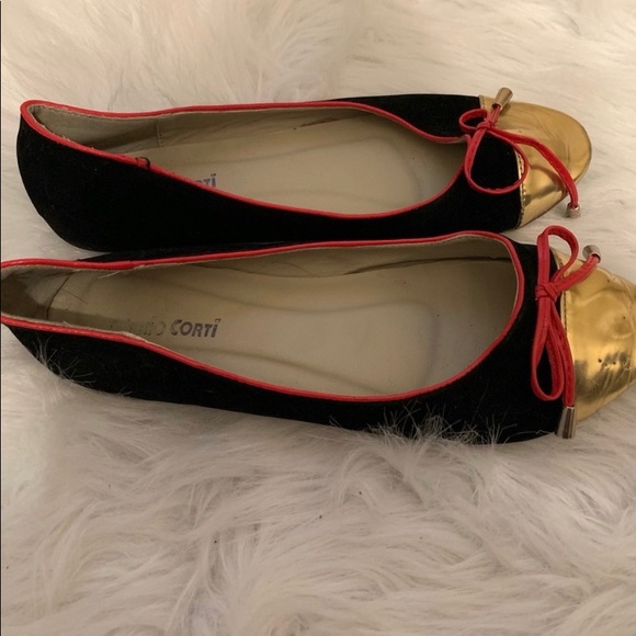 🌈5/$25🌈Adorable black,gold,pink flats size 7-8 - Picture 2 of 6